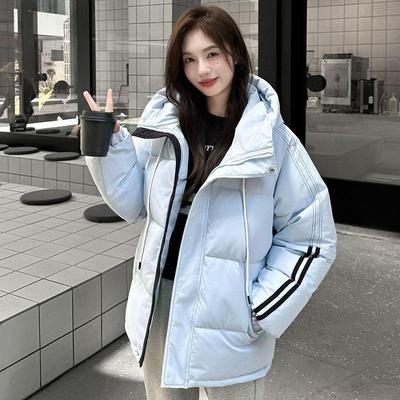 Damen Winter Locker Gestreifter Daunen Baumwollmantel Kleine Größe Verdickte Gepolsterte Jacke Warmhalten Outfit