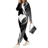 Sets For Women 2 Piece Round Neck Long Sleeve Shirts Printed Sweatpants Pocket Sets