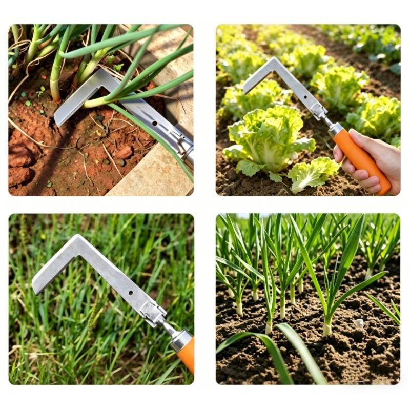 Stainless Steel Gap Weeding Sickle L-Shaped Multi-Purpose Garden Hand Weeding Tool Used For Clearing Yards Terraces Lanes Weeds