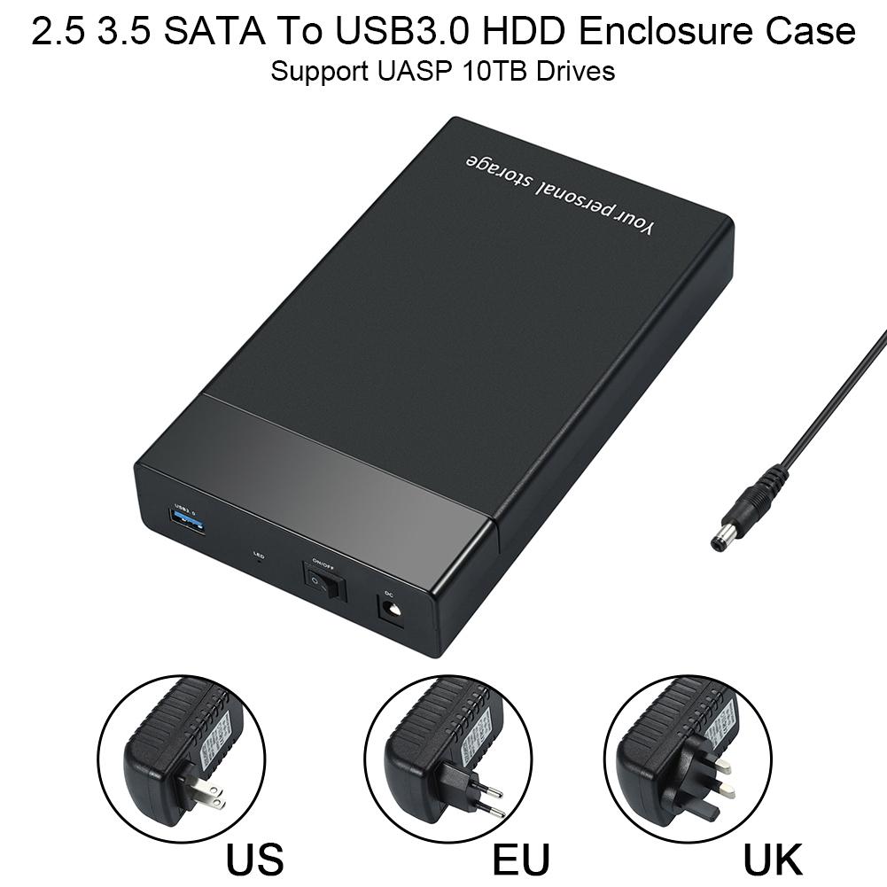Buy 2.5" 3.5" HDD Disk Case 3.5 Enclosure SATA To USB3.0 External Hard Drive Reader Support UASP