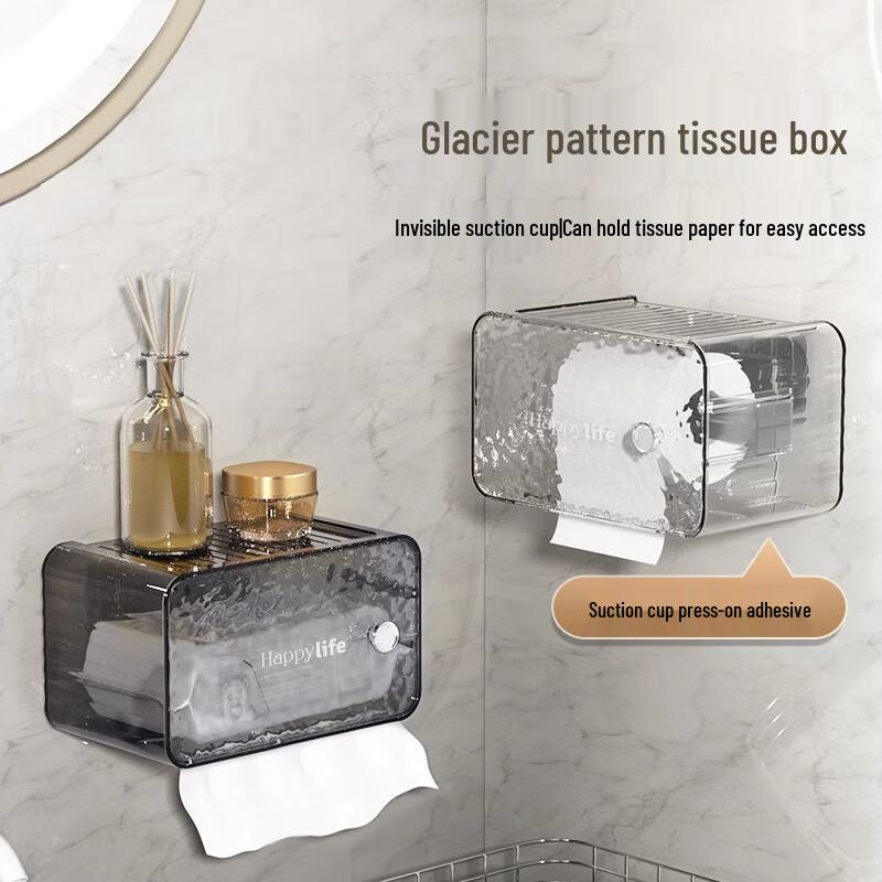 Glacier Pattern Waterproof Suction Cup Toilet Paper Holder