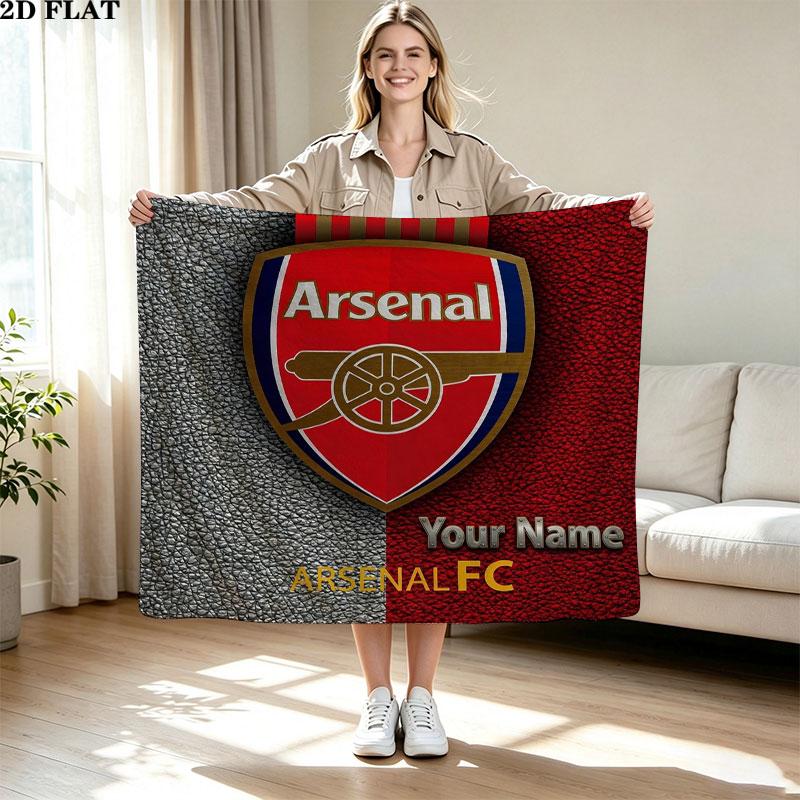 1PC Arsenal F Custom Name Patterned Flannel Blanket Suitable For All Seasons for Home Decor Warmth and Comfort Gifts Holiday Present