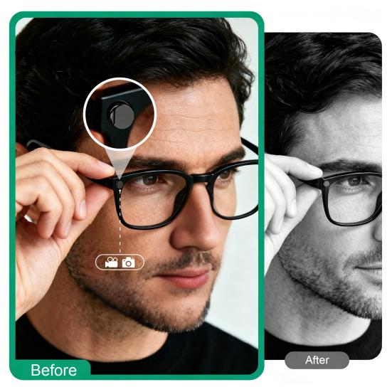 Push And Slide Camera Cover Privacy for Meta Smart Glasses, Signal Friendly Light Dimmable Sticker with Snap Design, Easy Install Lens No Tool