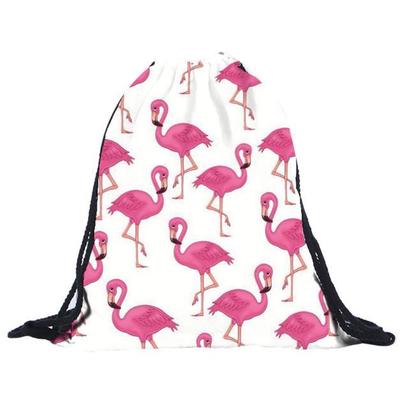 Drawstring Backpack Happy Valentines Day Flamingo Rose Rucksack