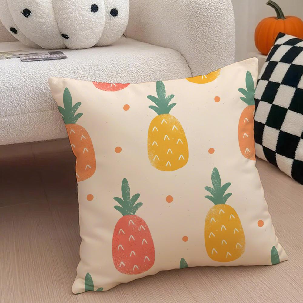 Handdrawn pineapple Cushion Cover Throw Pillow Cover Hidden Button Durable Polyester Chair Cushion