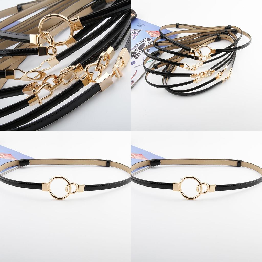 Simple Solid Color Ring Buckle Decoration Women Slim Waist Belt For Elegant Events