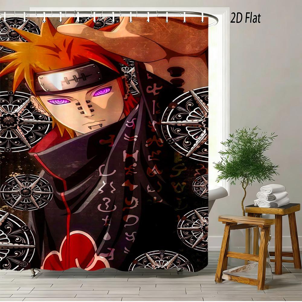 2D Flat Naruto Anime Kakashi Hatake Winter Tree Crow Print Waterproof Shower Curtain for Bathroom Decor