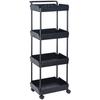 4-Tier Rolling Utility Cart, Kitchen Cart with Lockable Wheels, Multi-Functional Storage Trolley with Handle for Office, Living Room, Kitchen, Movable