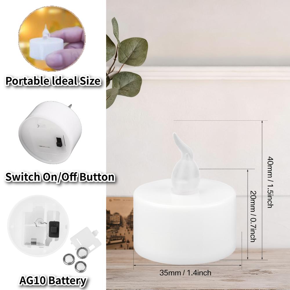 12/24 Stück LED Flackernde Teelichter Warmgelb/Weiß Batteriebetriebenes Teelicht für Hochzeitsjubiläum Weihnachtsdeko