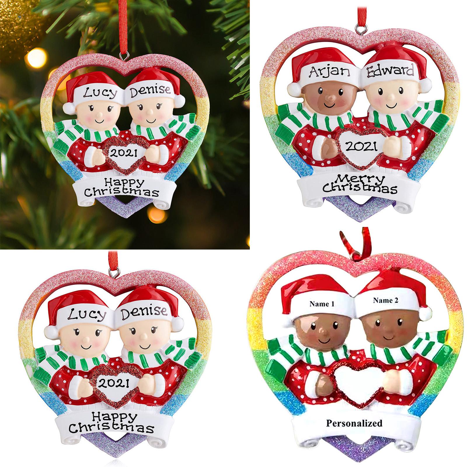 

Персонализированное семейное рождественское украшение для рождественской елки, украшение для пары, рождественская елка, дверь, окно, камин, украшение