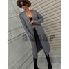 Autumn and winter long cardigan solid color European beautiful women's knitted women's cardigan sweater women