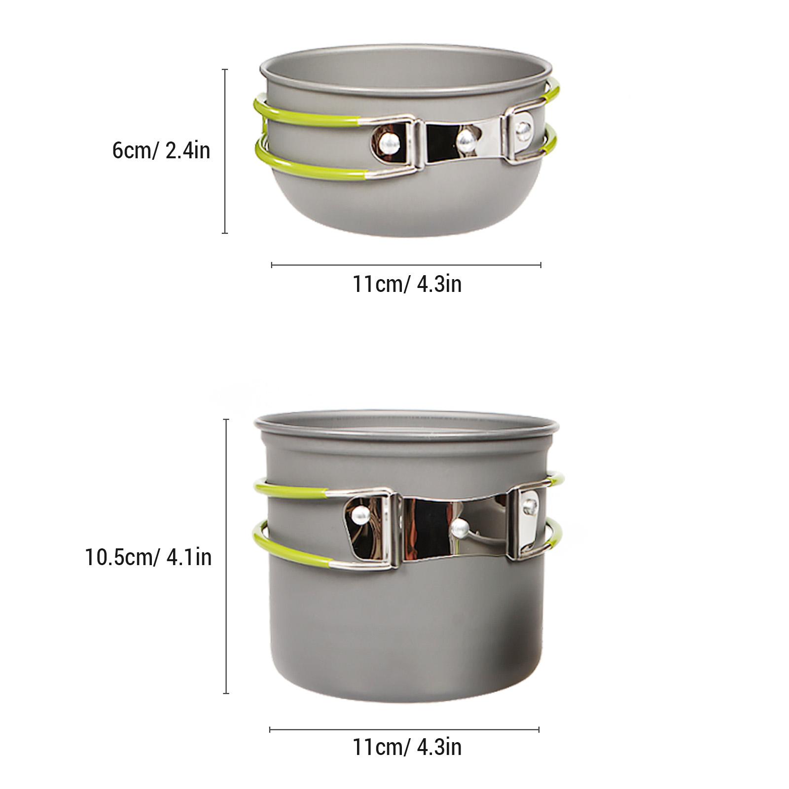 Camping Cookware Mess Kit 1-2 Person Portable Pot and Pan Set for Camping Hiking Picnic