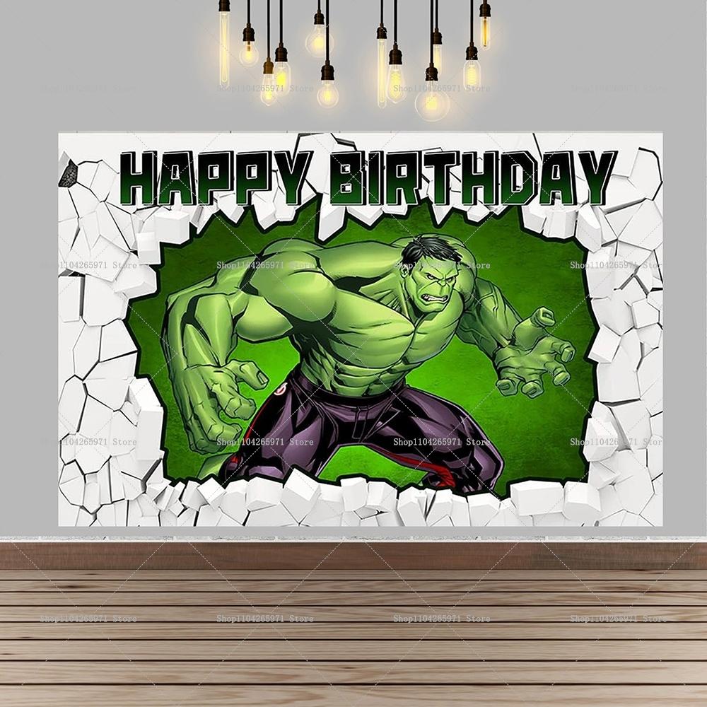 Fondo de foto de Hulk, superhéroe, gigante de dibujos animados verde, decoraciones para fiesta de cumpleaños infantil, artículos para baby shower.
