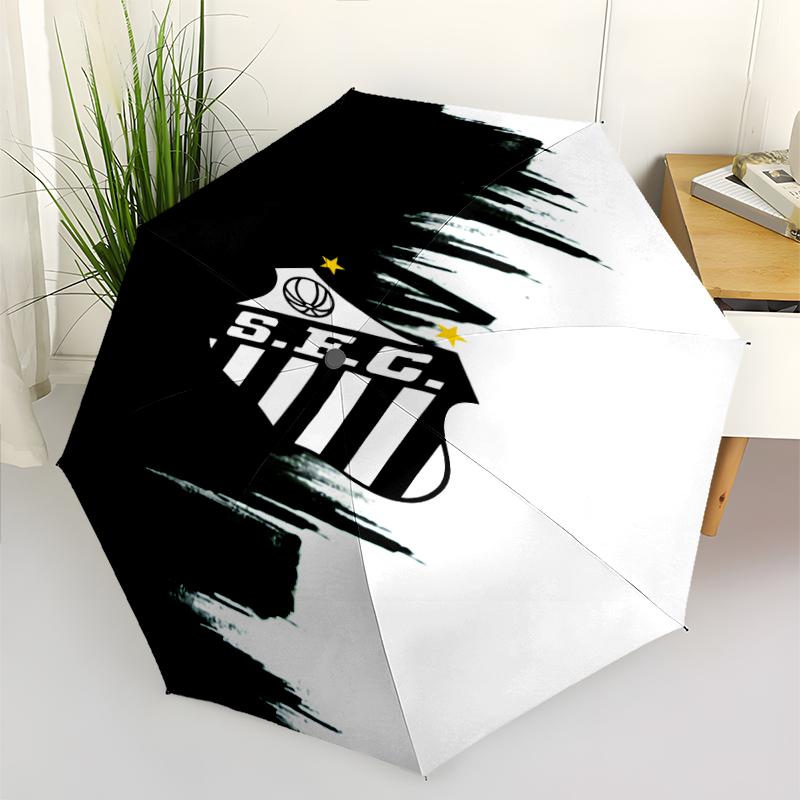Santos SFC Logo Print Automatic Umbrella, 8 Rib Iron Frame, Plastic Handle, Suitable for Outdoor Travel &Daily , Ideal Gift
