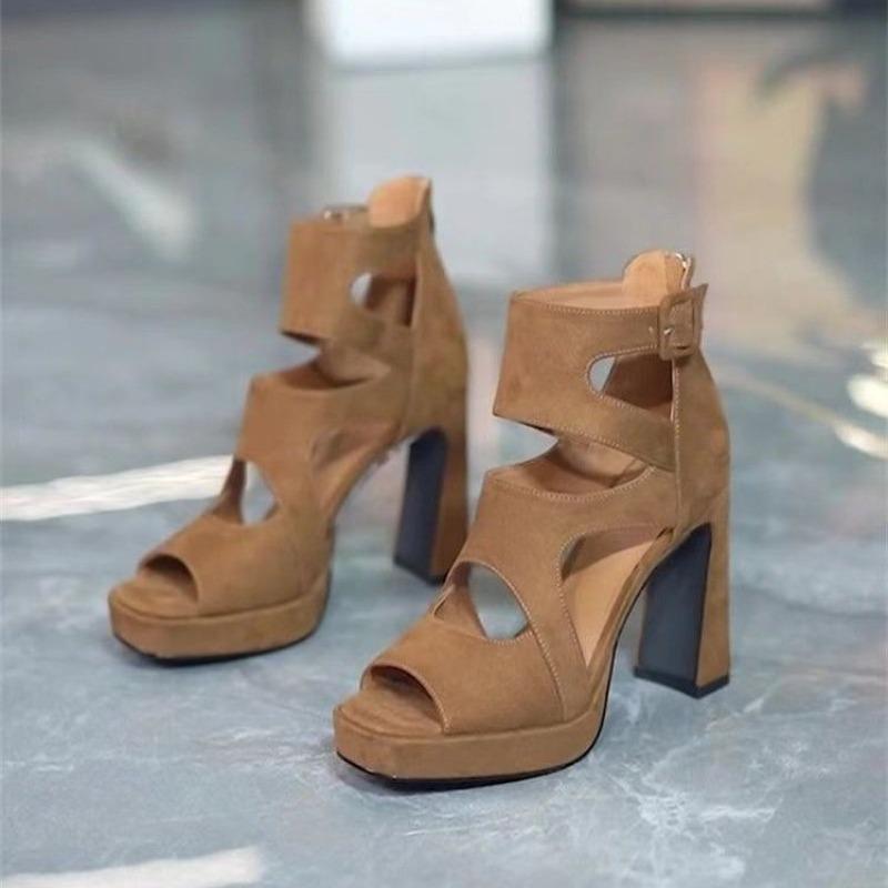 Sommer Neue Vielseitige Mode Offene Zehen High Heel Sandalen Damen Cutout Reißverschluss Plateau Fischmaul Schuhe
