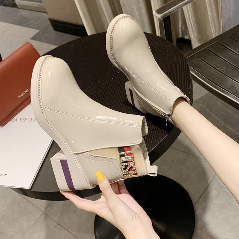 

Женские ботинки Ботинки из бычьей кожи на низком блочном каблуке Женские броги с острым носком 36 чёрный