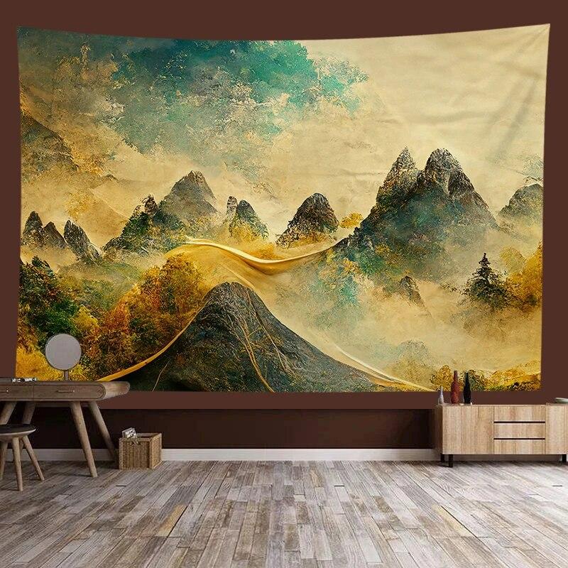 Chinese style landscape painting background tapestry room decoration wall background cloth living room home decoration