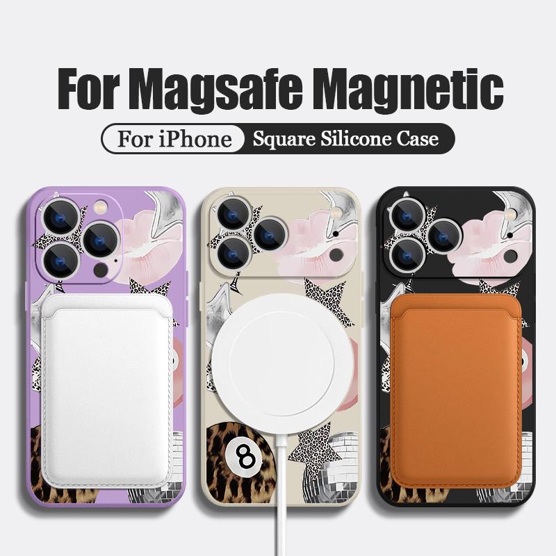 Leopard Print Stars Billiards Case For iPhone 17 Pro Max Magnetic For Magsafe Silicone Cover For iPhone 16 Pro Max Funda iPhone 15 14 13 12 11 16E