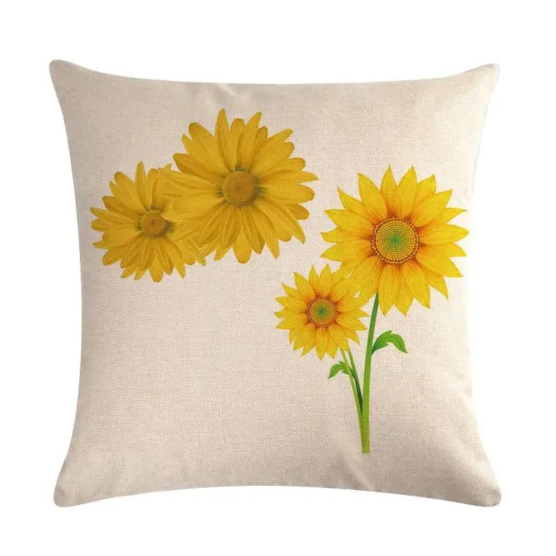 New 45*45Cm Yellow Sunflower Pillowcase Linen Pillowcase Home Sofa Decorative Cushion Cover