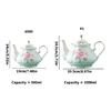 Ceramic Teapot With Floral Embossing And Gold Trim Ergonomic Handle Porcelain Tea Pot For Daily Use