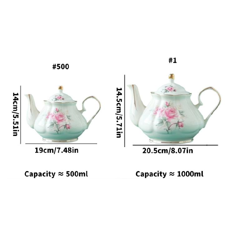 Ceramic Teapot With Floral Embossing And Gold Trim Ergonomic Handle Porcelain Tea Pot For Daily Use