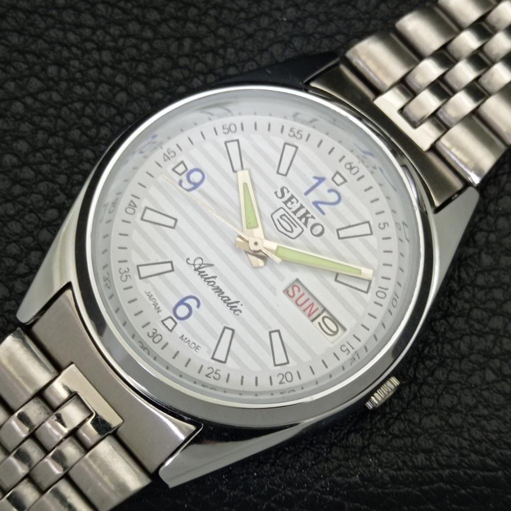 RARE REFURBISHED SEIKO 5 AUTOMATIC JAPAN MENS WHITE COLOR DIAL WATCH A500163-2 R151a-a500163