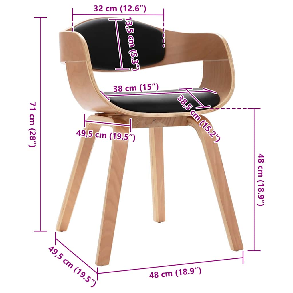 Dining Chairs 2 Pcs Bentwood and Faux Leather