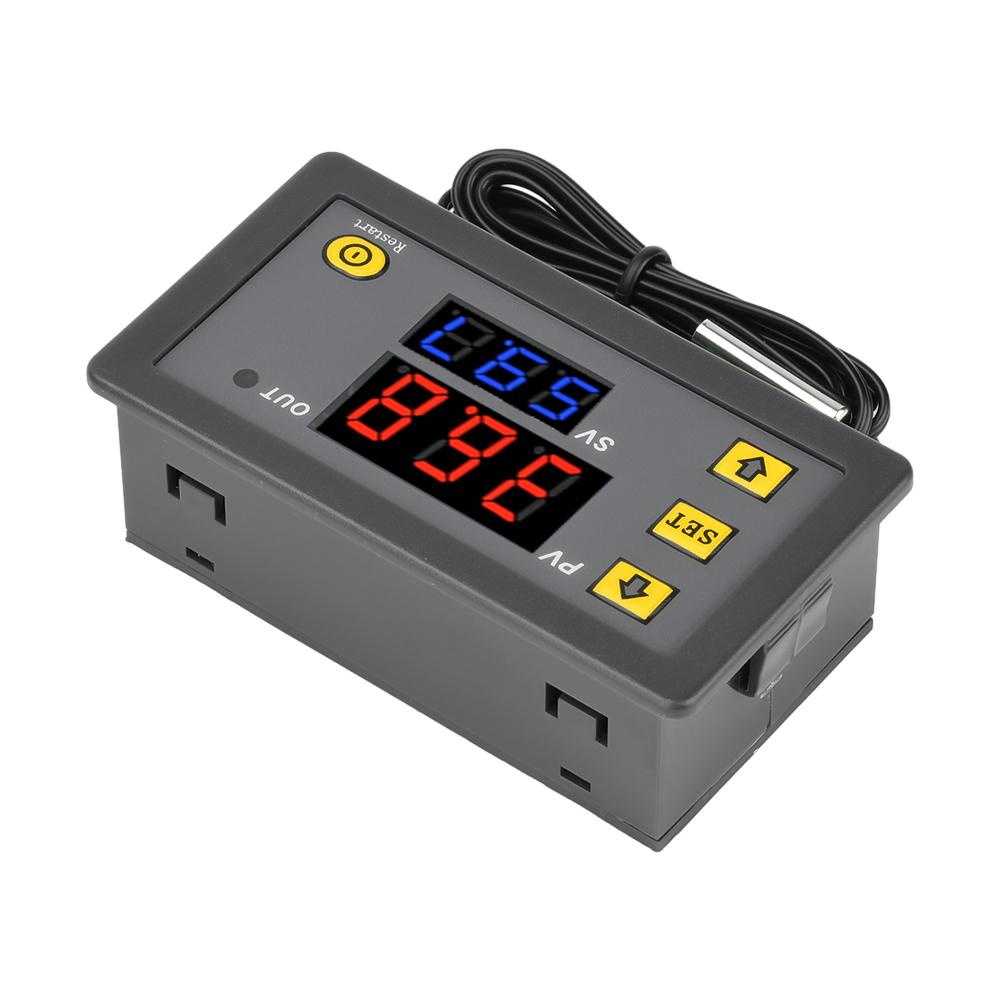 W3230 LED Digital Temperature Controller Thermostat Temperature Control Switch Sensor Red Blue Display Meter DC 12V 24V AC110-22