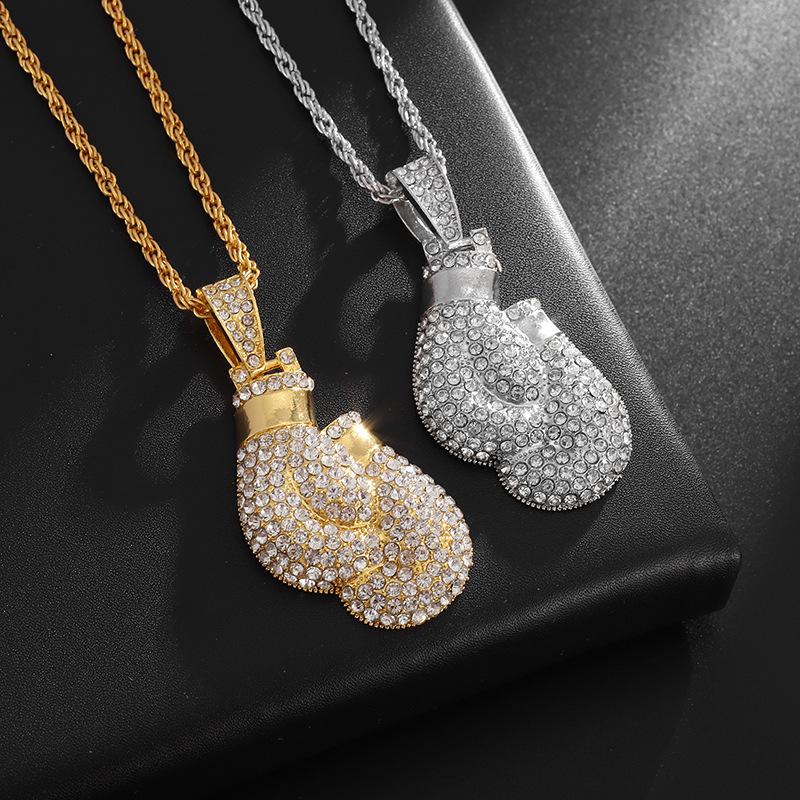 European and American Personalized Boxing Gloves Pendant Copper Inlaid Zircon Trendy People
