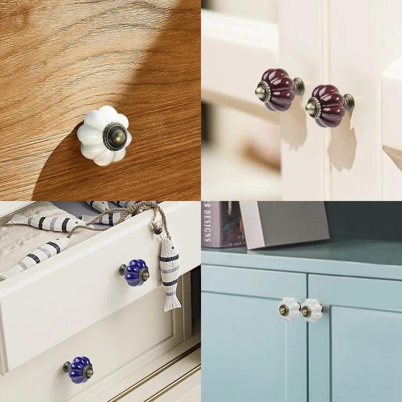 4/8pcs Ceramics Vintage Drawer Knob Handle Cabinet Cupboard Door Pull Furniture Hardware Handle pulls Drawer Knob
