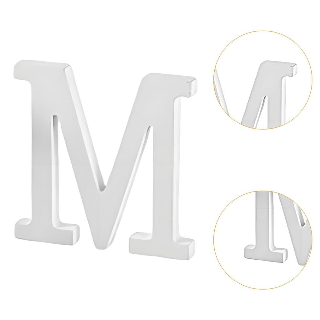 White Wood Letter Collectible Creative Ornament for Living Room Shelf Party