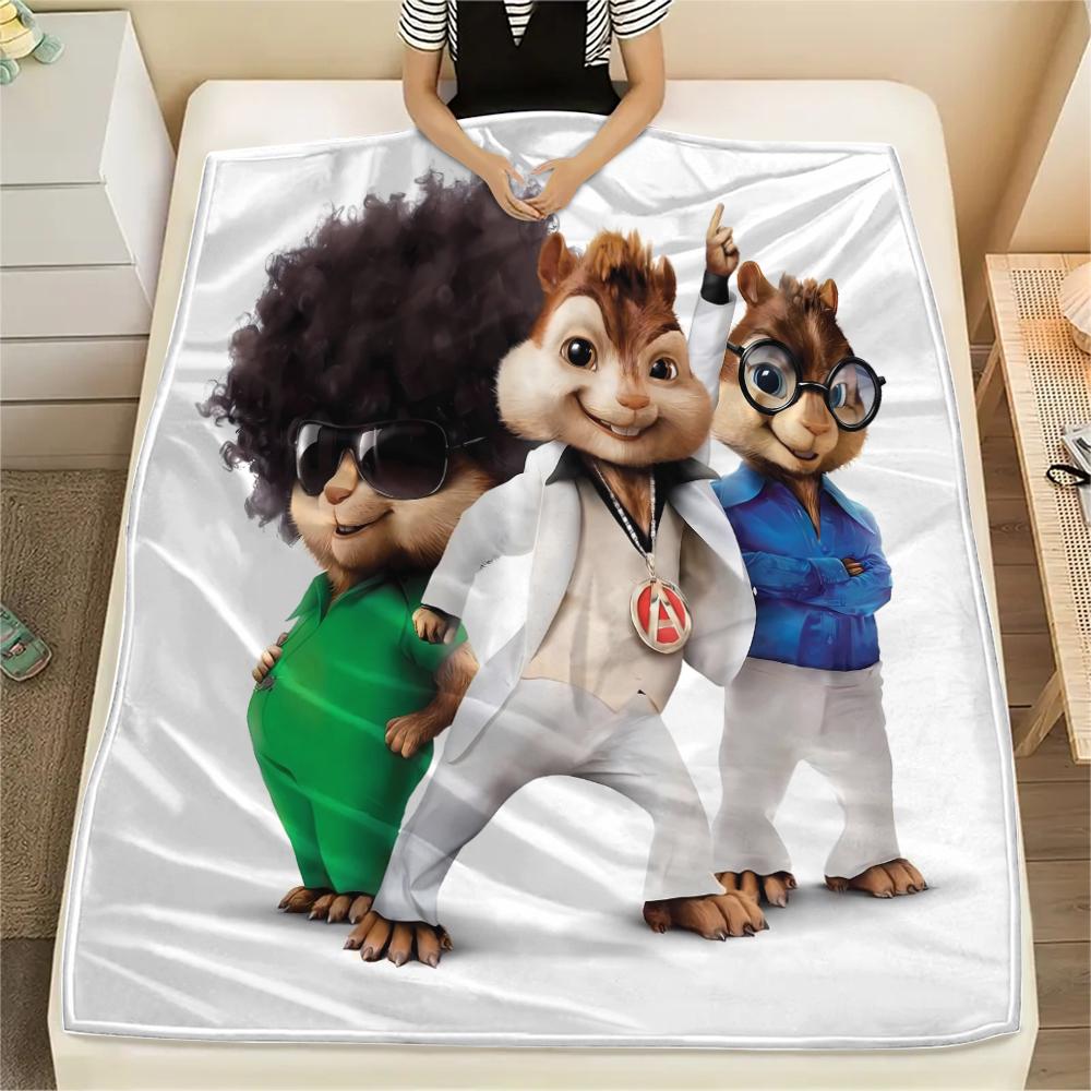 1 ks Flísová deka s potiskem Alvin a Chipmunkové, Vysoce kvalitní, Pro všechna roční období, Domácí dekorace, Teplo a pohodlí, Ideální jako vánoční dárky