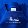 T-shirt Unisex Premium 500g Pesante Grigia 100% Cotone Spazzolato Double-Face a Manica Lunga.