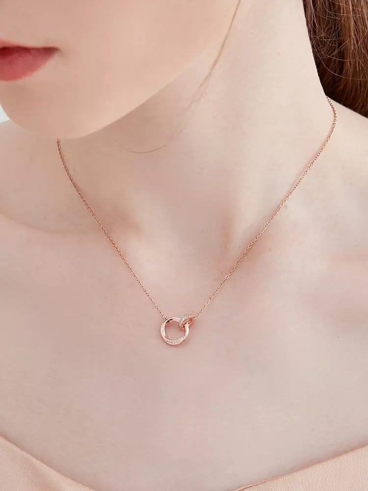 Necklace for Adjustable Pink Gift [Mesaro] Women, Zircon, Moebius, Hypoallergenic, Chain, Length, Zircon, Couple, Fashion, Sparkly, Popular, Stylish,