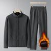 Plus Velvet Winter Suit Set for Men: Thickened Cardigan with Warm Cotton Lining for Middle-aged and Elderly Men