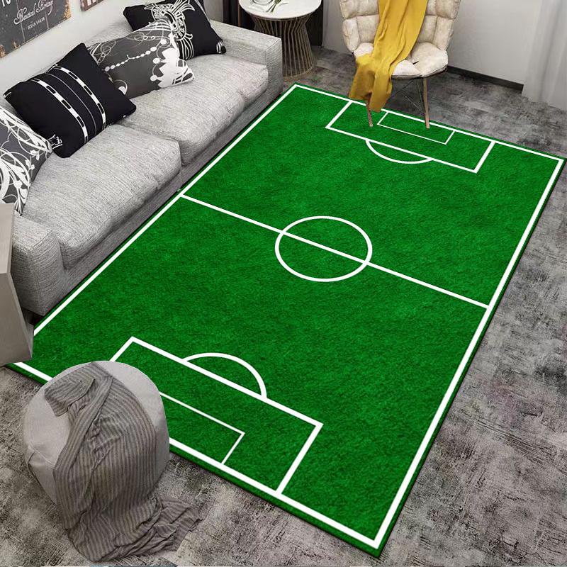 Soccer Field Design Carpet Green Rug for Bedroom or Living Room Decor Suitable for use as an anti-slip for living room bedroom sofas
