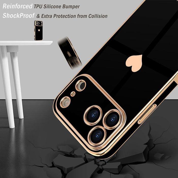 Coque pour iPhone 18 Pro Max, Silicone Motif Cœur Antichoc Anti-Rayure Souple - Noir