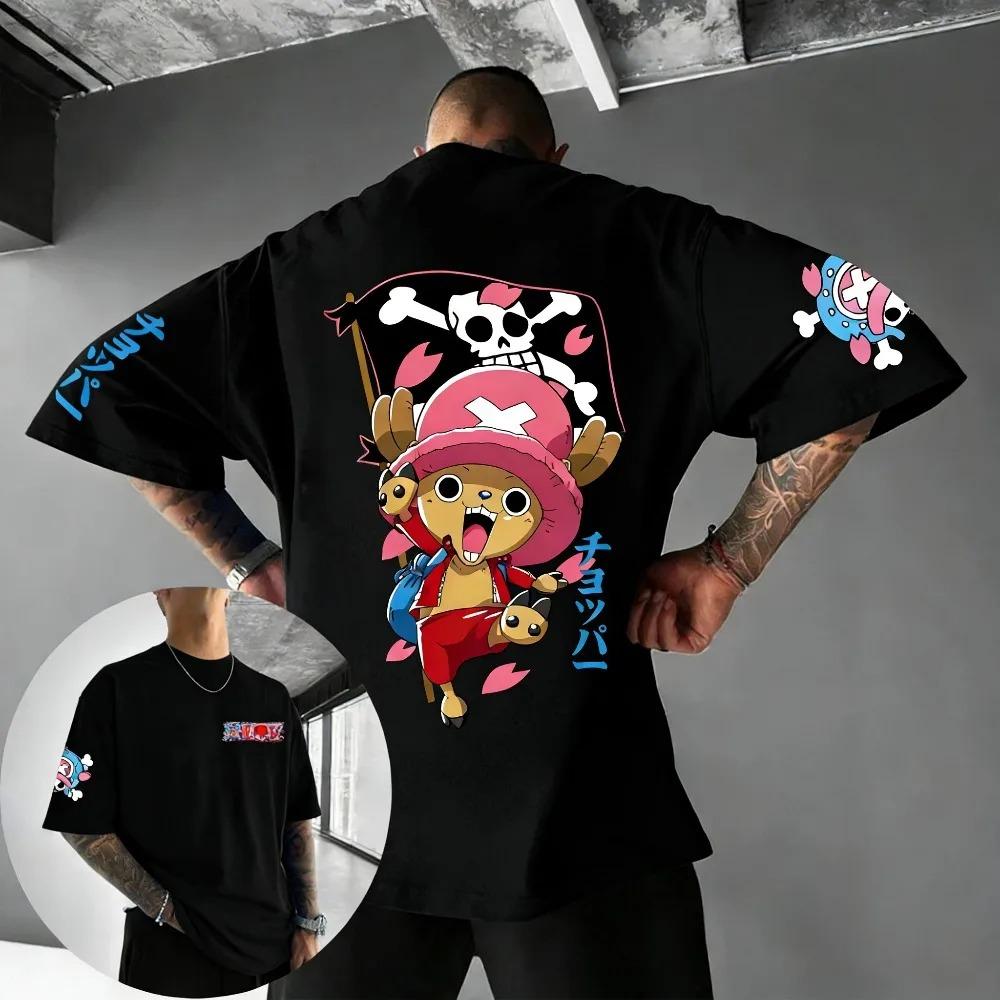 

Унісекс бавовняна футболка ONE PIECE Тоні Тоні Чоппер Літня бавовняна вуличний стиль Оверсайз Харадзюку Аніме Принт Великий вільний коротким рукавом XXXL білий