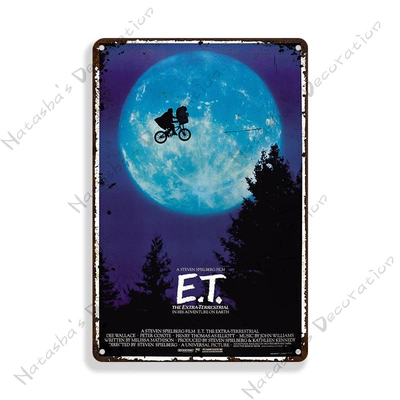 E.T. the Extra-Terrestrial Movie Metal Poster Vintage Wall Plate Bar Club Industrial Decor Metal Tin Sign Vintage Metal Plaque