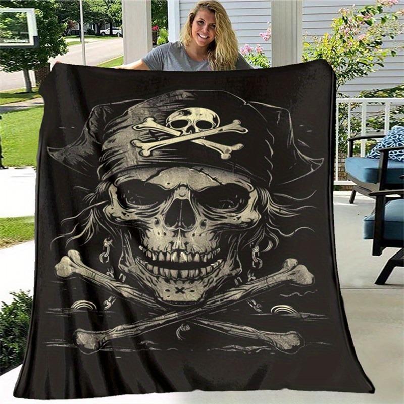 Pirate Skull Pattern Pattern Flannel Blanket Warm And Comfortable Blanket Gifts For Family And Friends Skin Friendly And Soft Sl