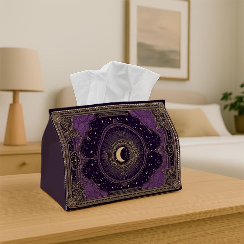 1pc Mystic Moon Frame Tissue Box | Multi-Functional Napkin Dispenser, Suitable for Home, Parties, Car Decoration, Vintage Celestial Border - Decorativ
