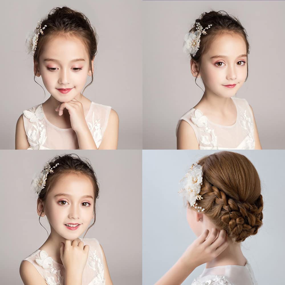 Children's Hair Ornament, Flower Hair Clip, Elegant Hair Accessory for Girls, Perfect for Photo Shoots, Piano Recitals, Entrance Ceremonies,