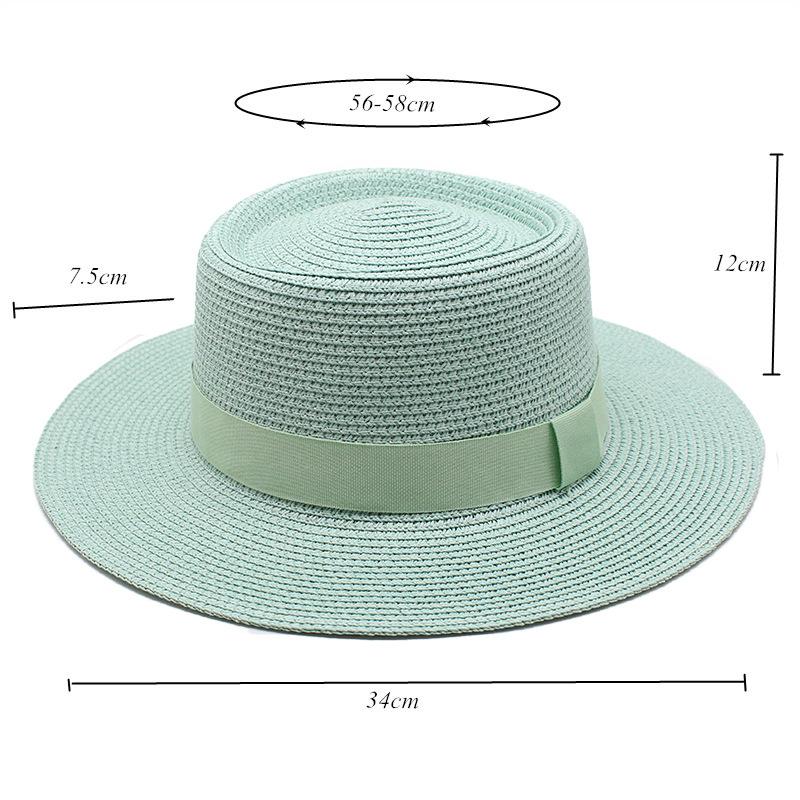 20 Color Summer Beach Sun Hats For Women Man Foldable Round Flat Top Big Brim Straw Hat Solid Color Outdoor Holiday Visor Caps