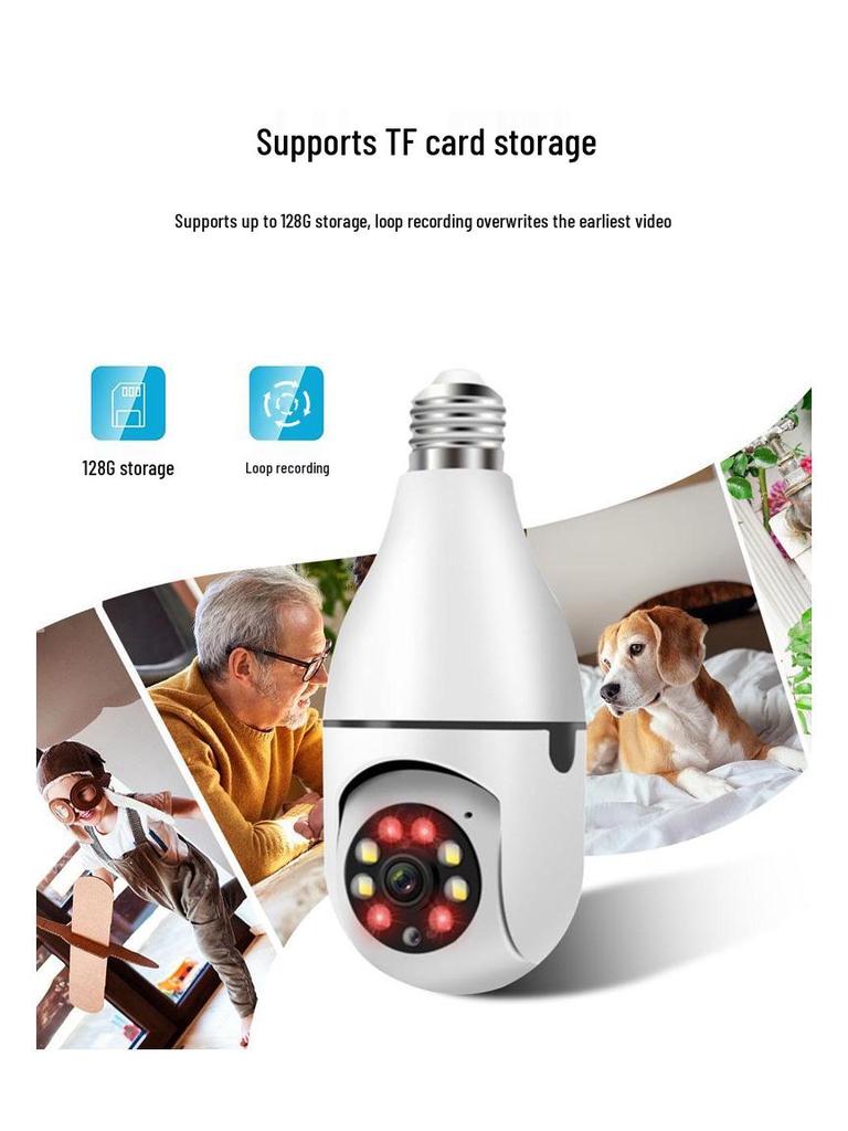 Panoramic 360° Night Vision E27 Wireless Lamp Head Camera