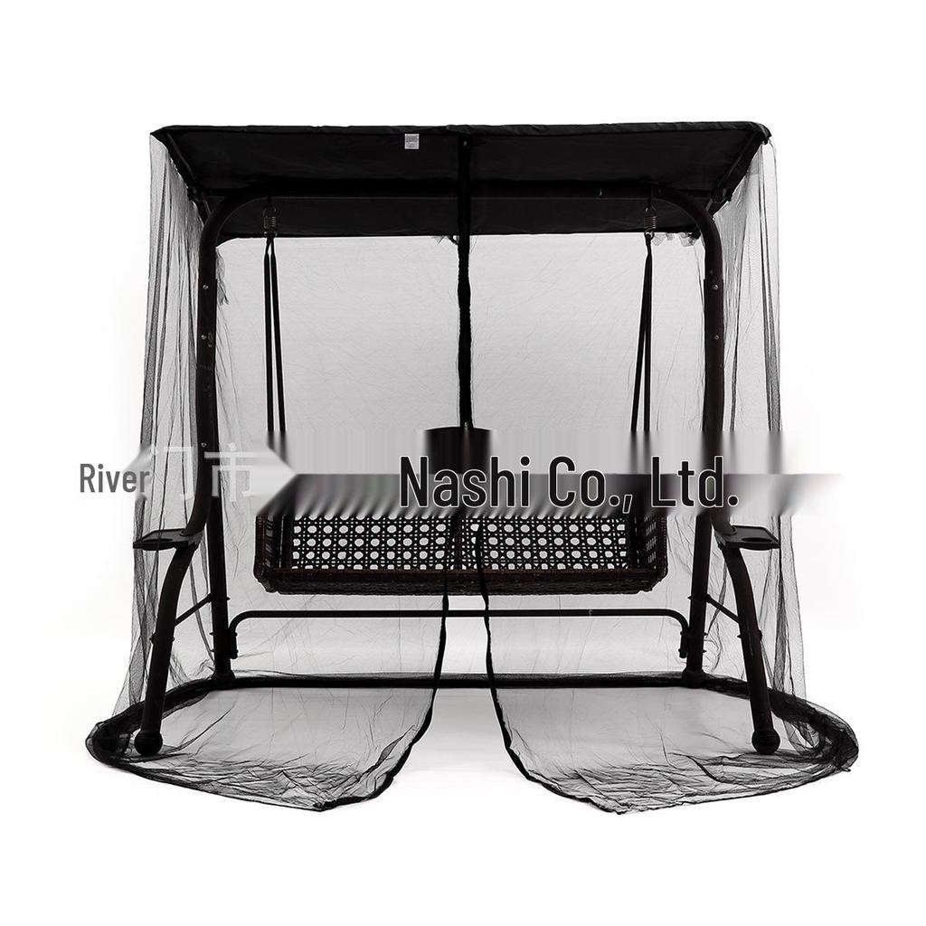 Patented Mosquito Net Outdoor Rocking Chair with Shade - Modern American Design for Garden & Balcony