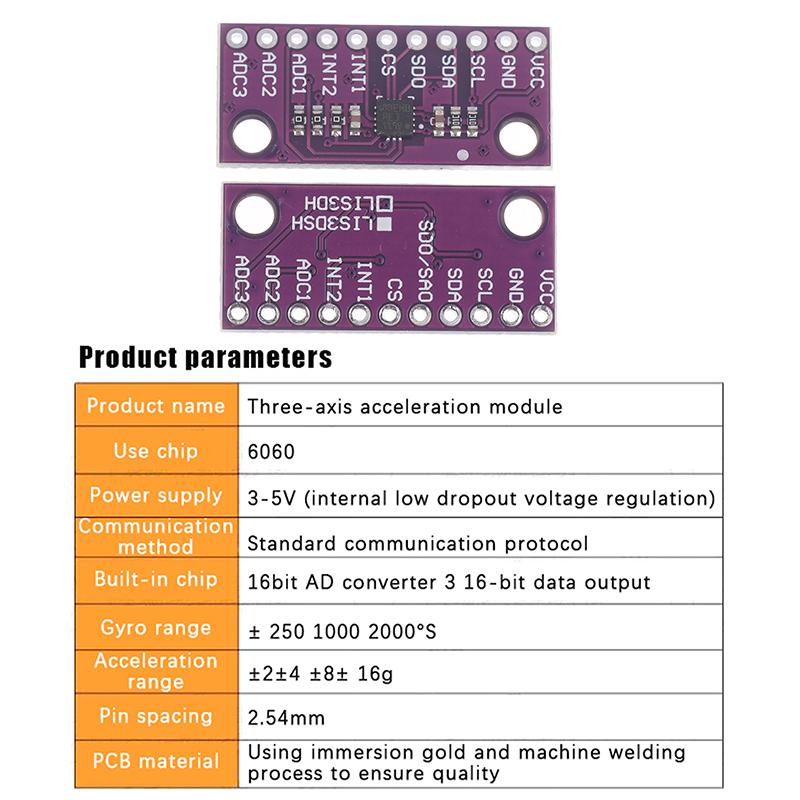 Wholesale 1/3/5Pcs LIS3DSH High-resolution Three-axis Accelerometer Triaxial Accelerometer Module ForArduino