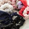 Fashion Print Bow Scrunchies Chiffon Elastic Hair Woman Bands Star Silk Hair Ties Ponytail Bow Design All-match Hair Accessories