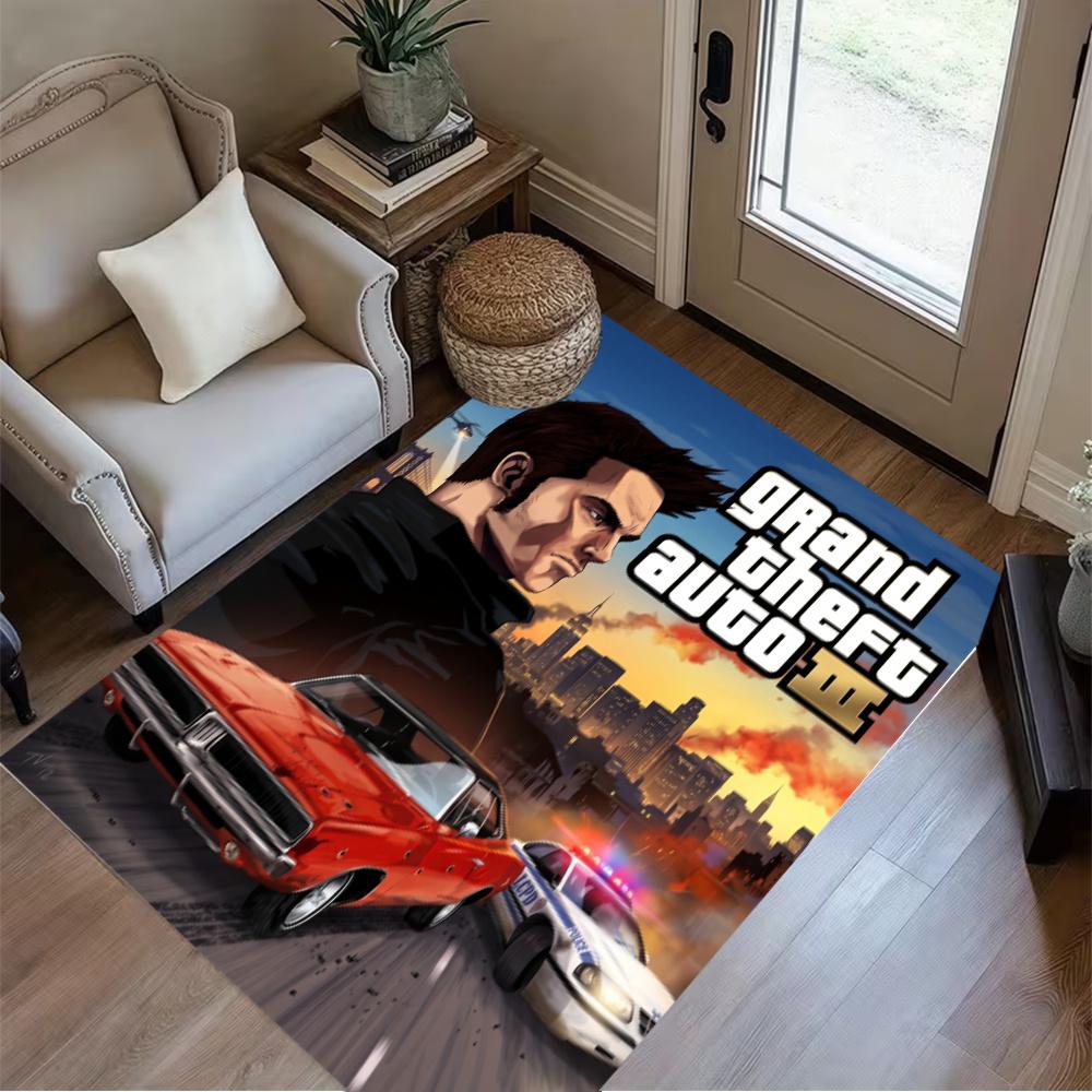 Grand Theft Auto Neon Vice City Game Art Floor Rug Office Rug Perfect For Outdoor Hallway Playrooms Entryway Antislip Carpet Decorate Offices