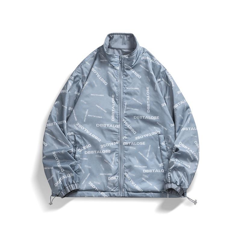 Stehkragen Doppelseitiger Buchstabendruck Herren Sportjacke Frühling Herbst Baseball Jugend Freizeitkleidung