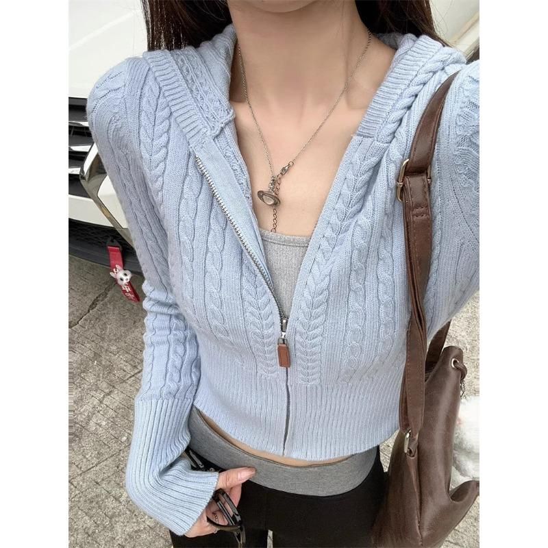 Autumn and Winter New Soft Waxy Twist Knitted Cardigan Top Women's Small Short Age-reducing Sweater Jacket